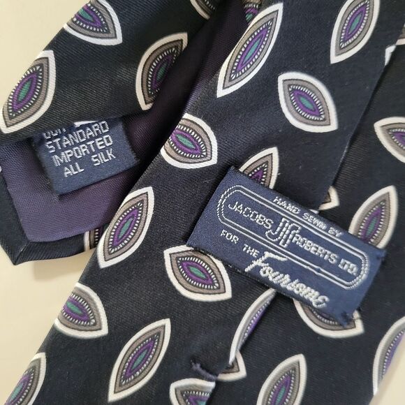 Jacobs Roberts for Foursome Men's Silk Navy Dress Tie - Picture 2 of 7